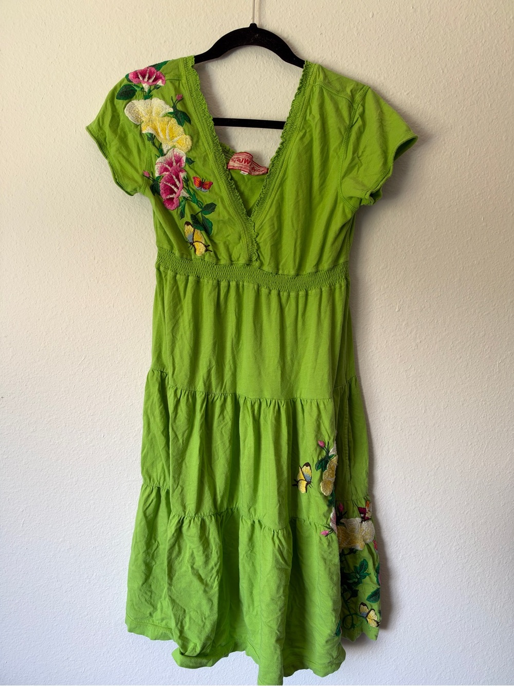 Johnny Was Green Embroidered Dress